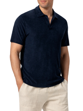 Polo Jeremy in spugna blu navy senza bottoni