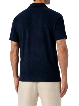 Polo Jeremy in spugna blu navy senza bottoni