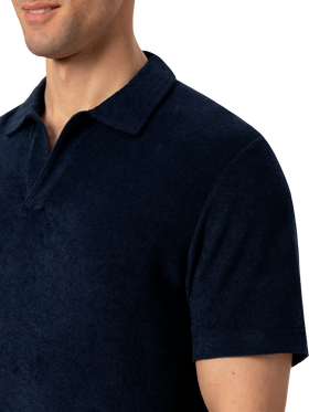 Polo Jeremy in spugna blu navy senza bottoni