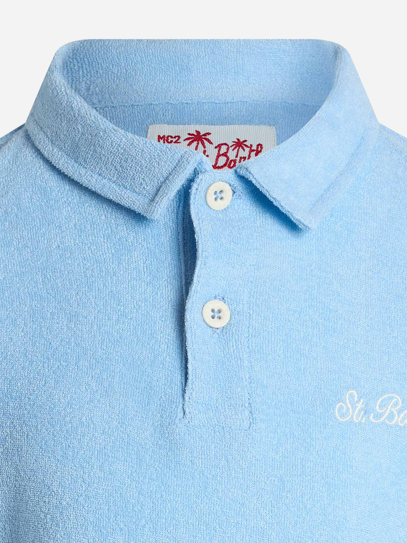 Polo da bambino in spugna azzurra Jeremy Jr