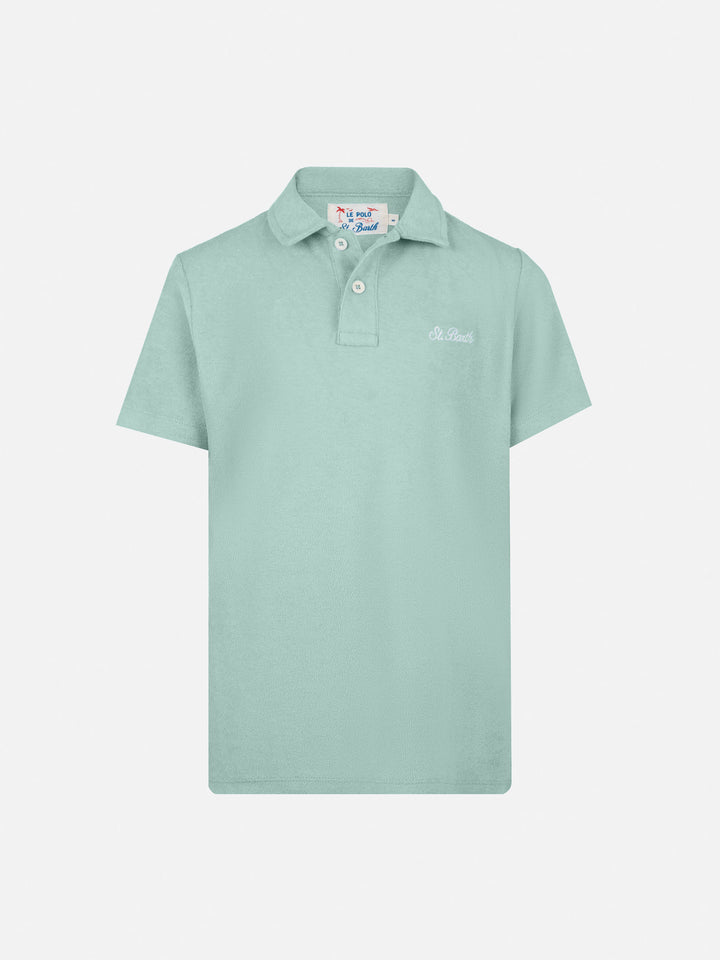 Jeremy Jr sage green terry polo shirt