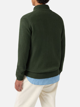 Jermyn lambswool half-zip sweater in moss green