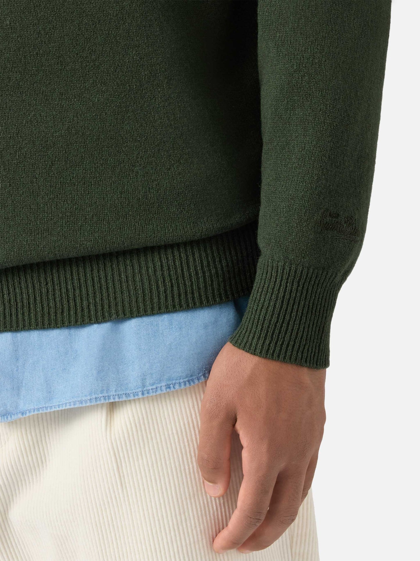 Jermyn lambswool half-zip sweater in moss green