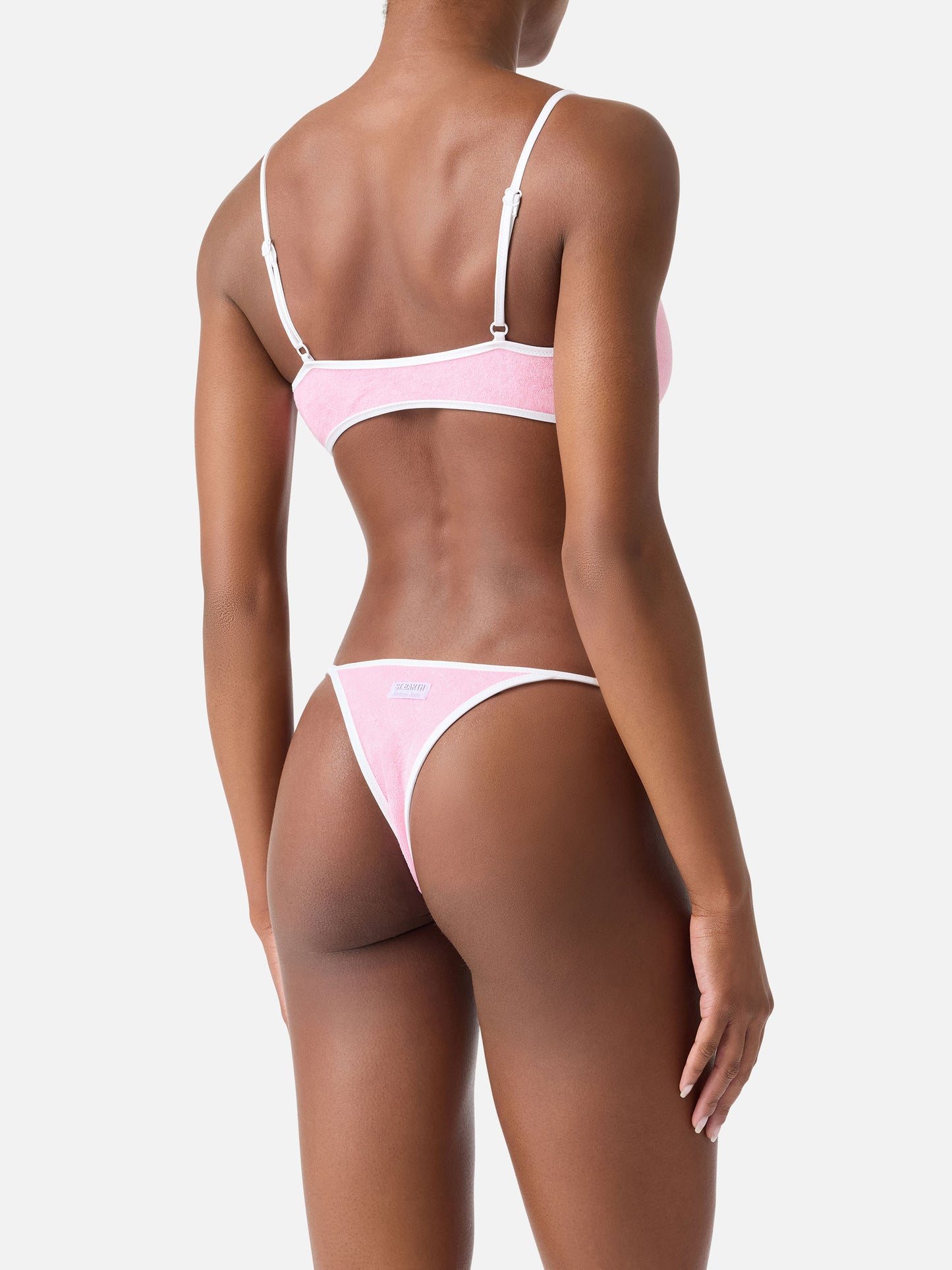 Bikini string Juliane rose en éponge avec passepoil | Special Edition 
