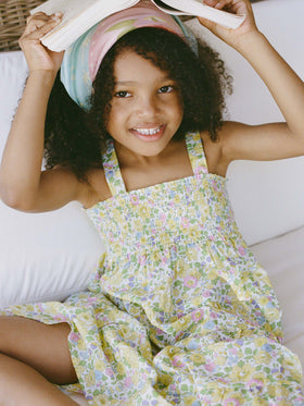 Abito da bambina in cotone Jemine Jr con stampa Betsy | REALIZZATO CON TESSUTO LIBERTY