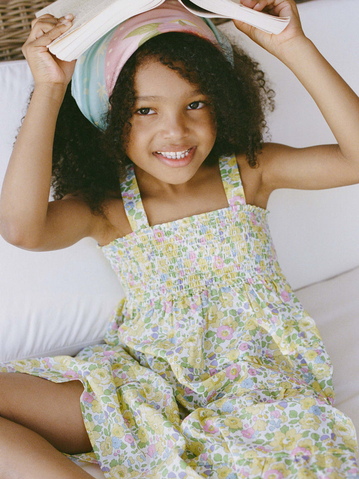 Abito da bambina in cotone Jemine Jr con stampa Betsy | REALIZZATO CON TESSUTO LIBERTY