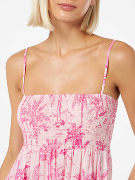 Woman cotton dress Jemma with smocked embroidery