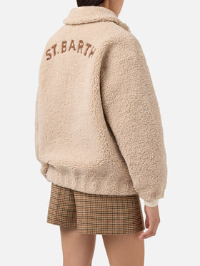 Jeanne teddy bomber with back patch