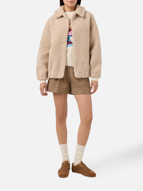 Jeanne teddy bomber with back patch