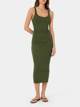 Robe débardeur en jersey de coton côtelé vert militaire Jennifer 