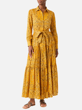 Vestido largo de algodón Ochre Jensen con estampado bandana 