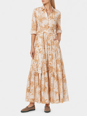 Vestido largo Jensen de algodón con estampado Toile de Jouy 