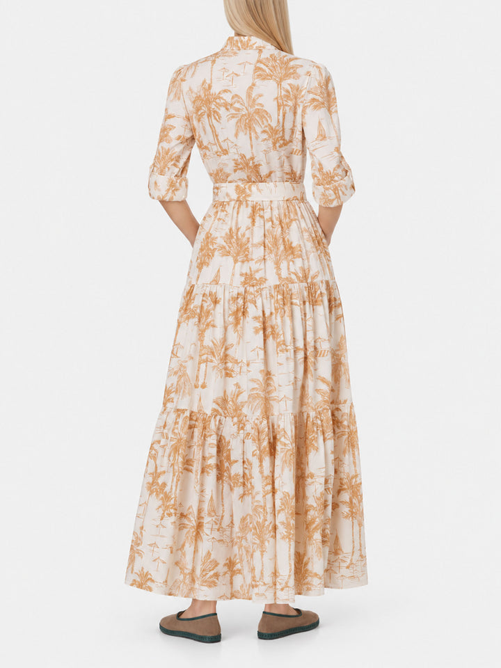 Abito lungo Jensen in cotone con stampa Toile de Jouy