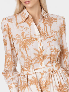 Vestido largo Jensen de algodón con estampado Toile de Jouy 