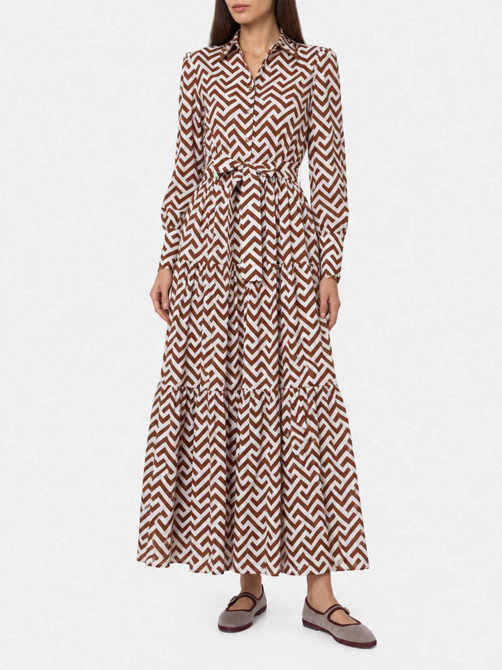 Zig zag print Jensen cotton long dress