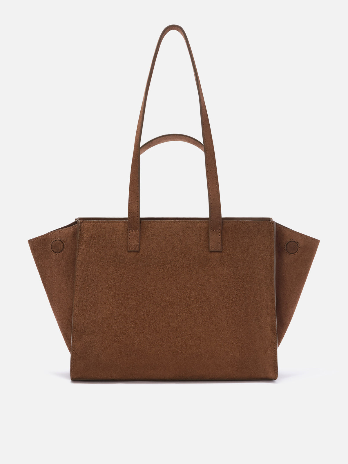 Braune mittelgroße Jour-Tasche aus Veloursleder mit Logostickerei 
