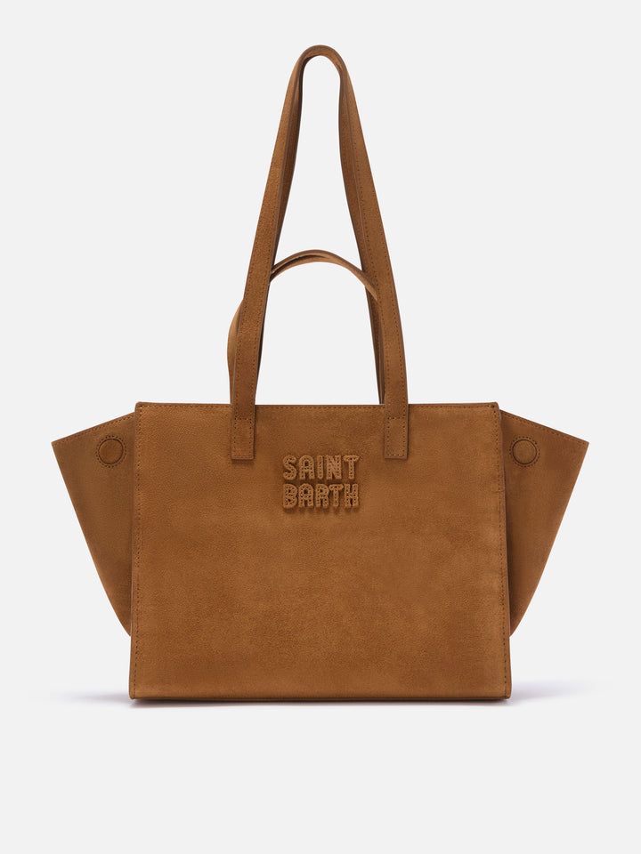 Nut Medium Jour suede bag with logo embroidery