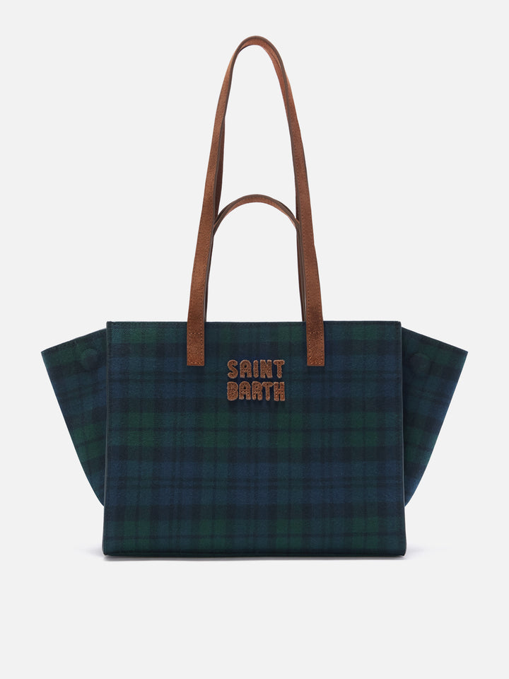 Medium Jour bag in tartan pattern with suede handles