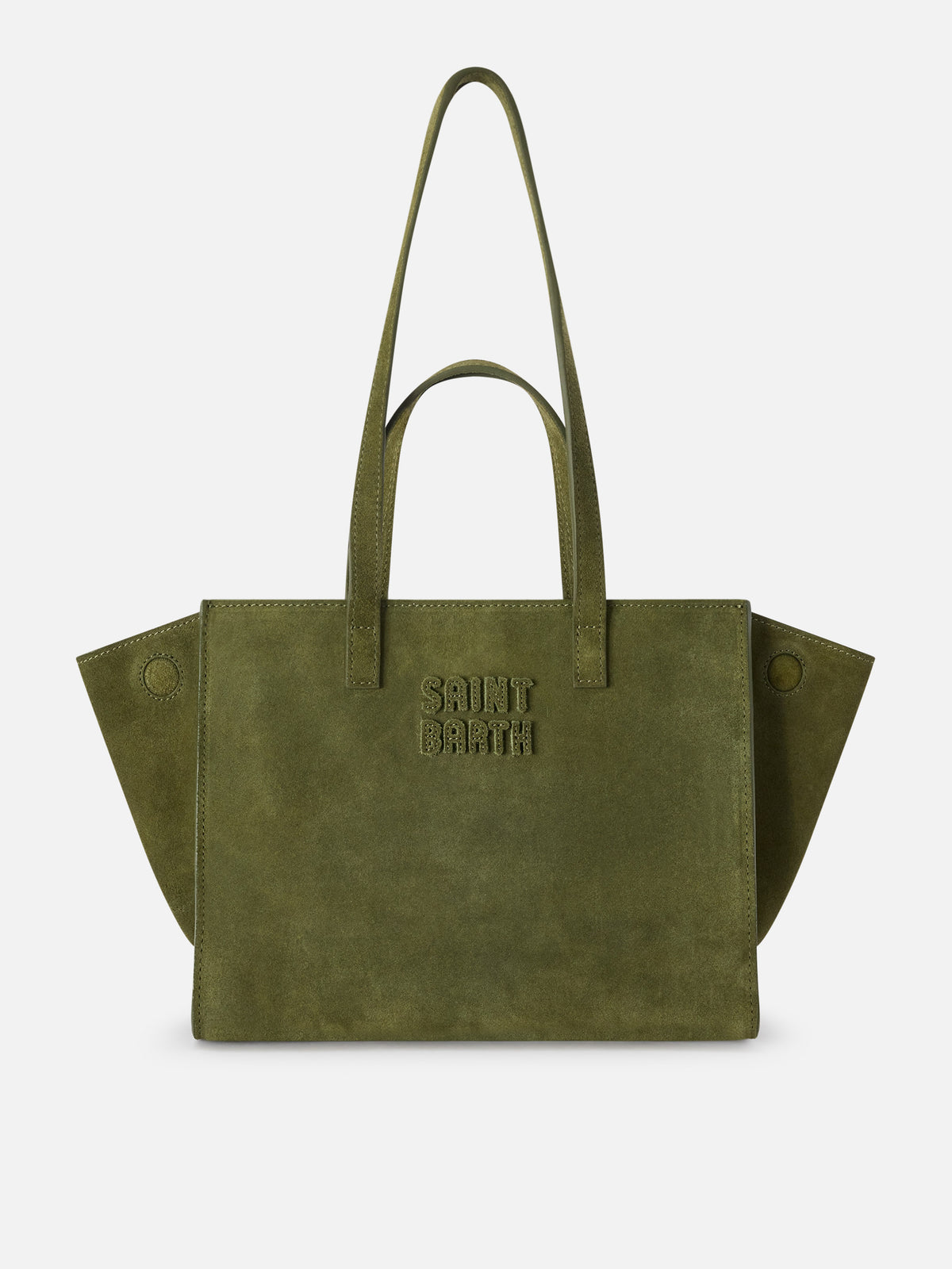 Bolso Medium Jour de ante verde militar con etiqueta del logo 
