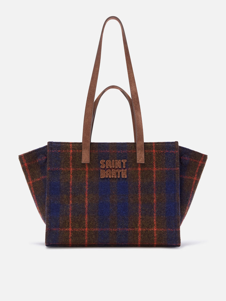 Borsa Medium Jour con motivo tartan e manici in camoscio