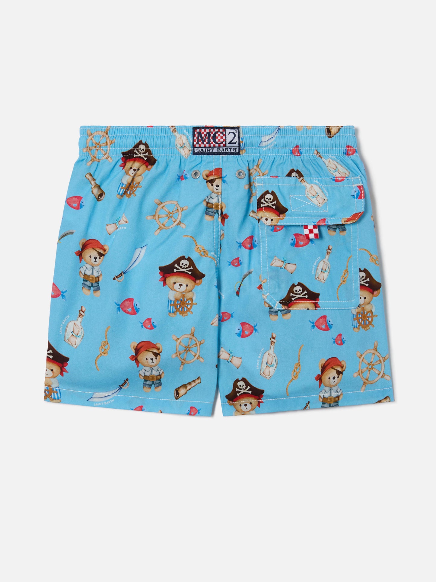 Joell swim shorts with all-over Pirate Bears print