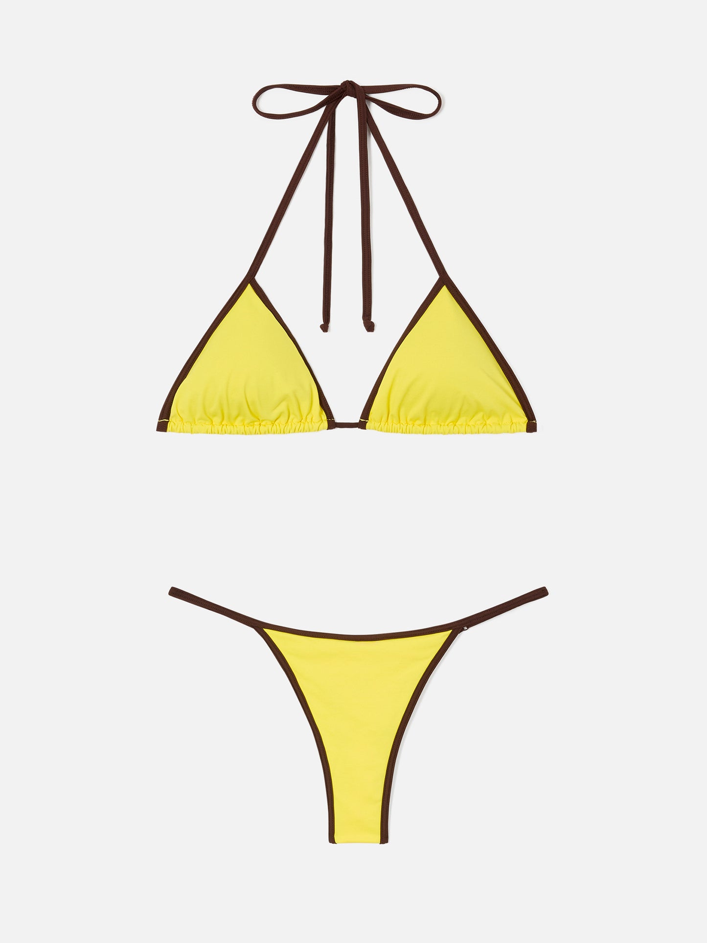 Bikini string Joleah jaune avec liens contrast 