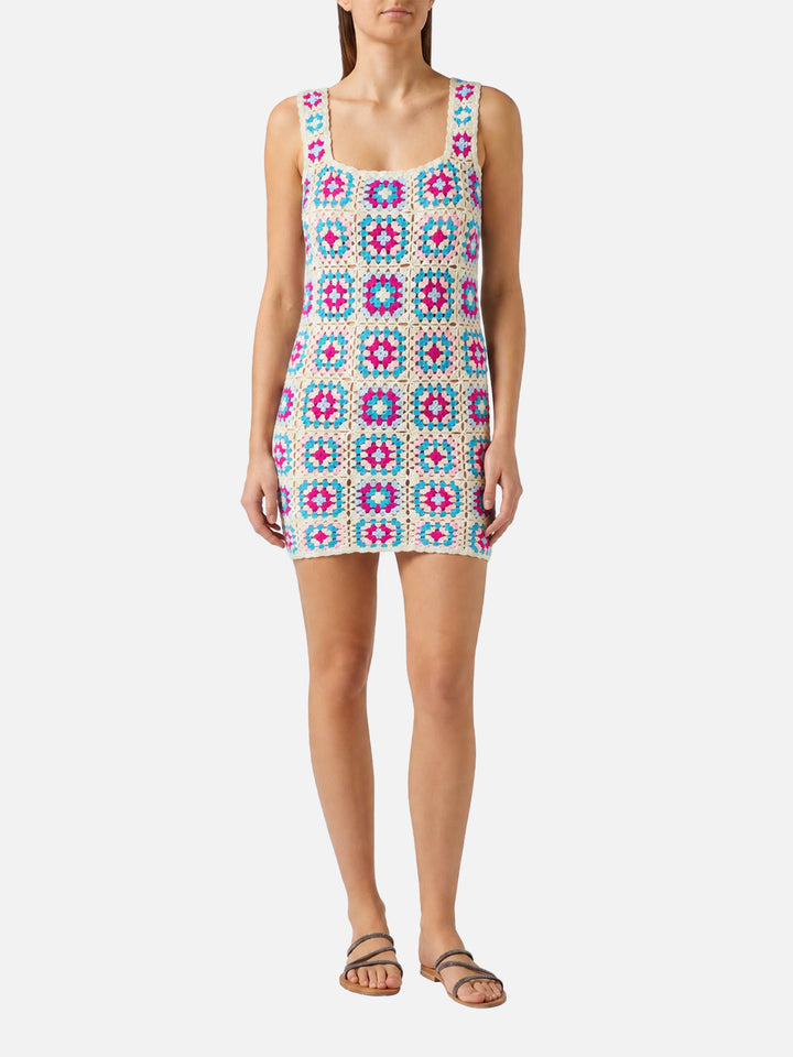 Mehrfarbiges Jaisal Häkelkleid aus Baumwolle 