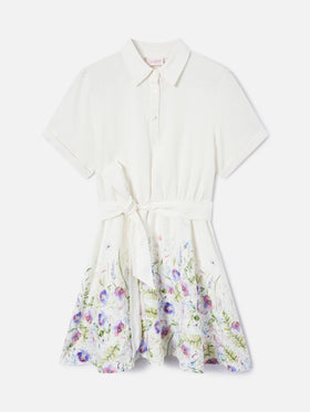Short Joseline dress in linen with floral print