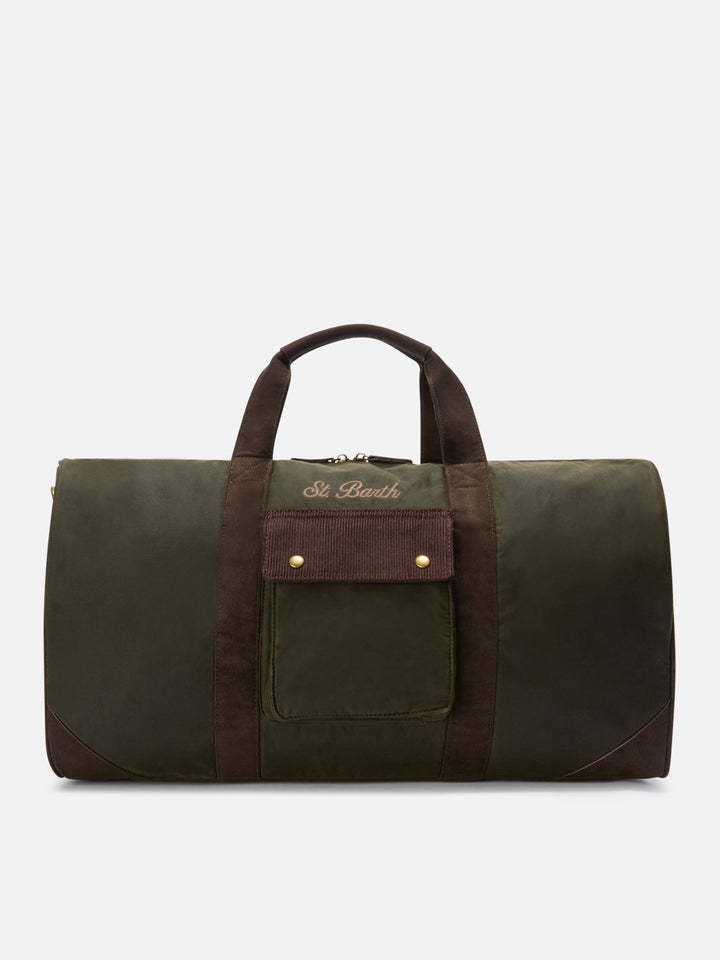 Bolso tipo duffle Jetleg encerado verde militar con bordado del logo 