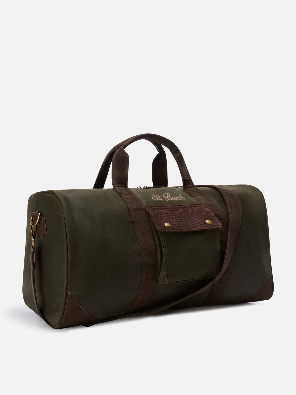 Sac de voyage Jetleg ciré vert militaire avec broderie logo 
