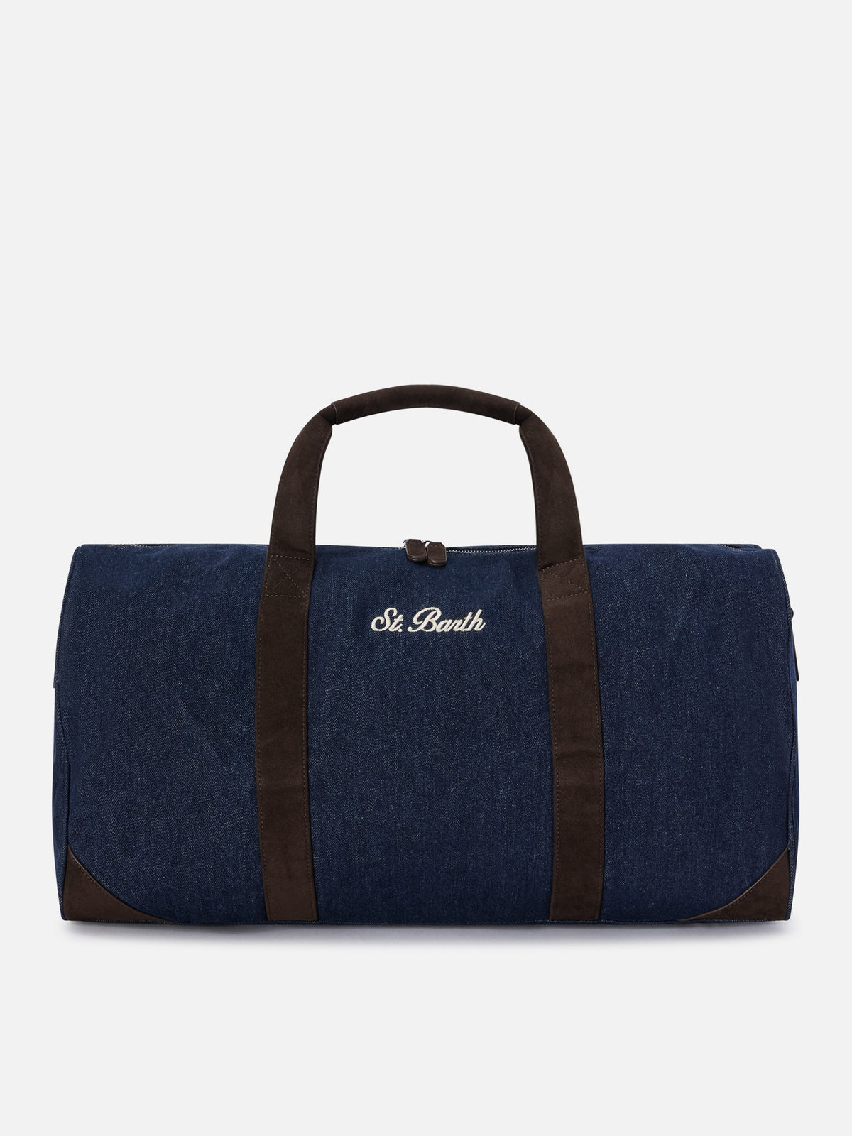 Blue Bolsa de viaje de denim Jetleg con bordado del logo 