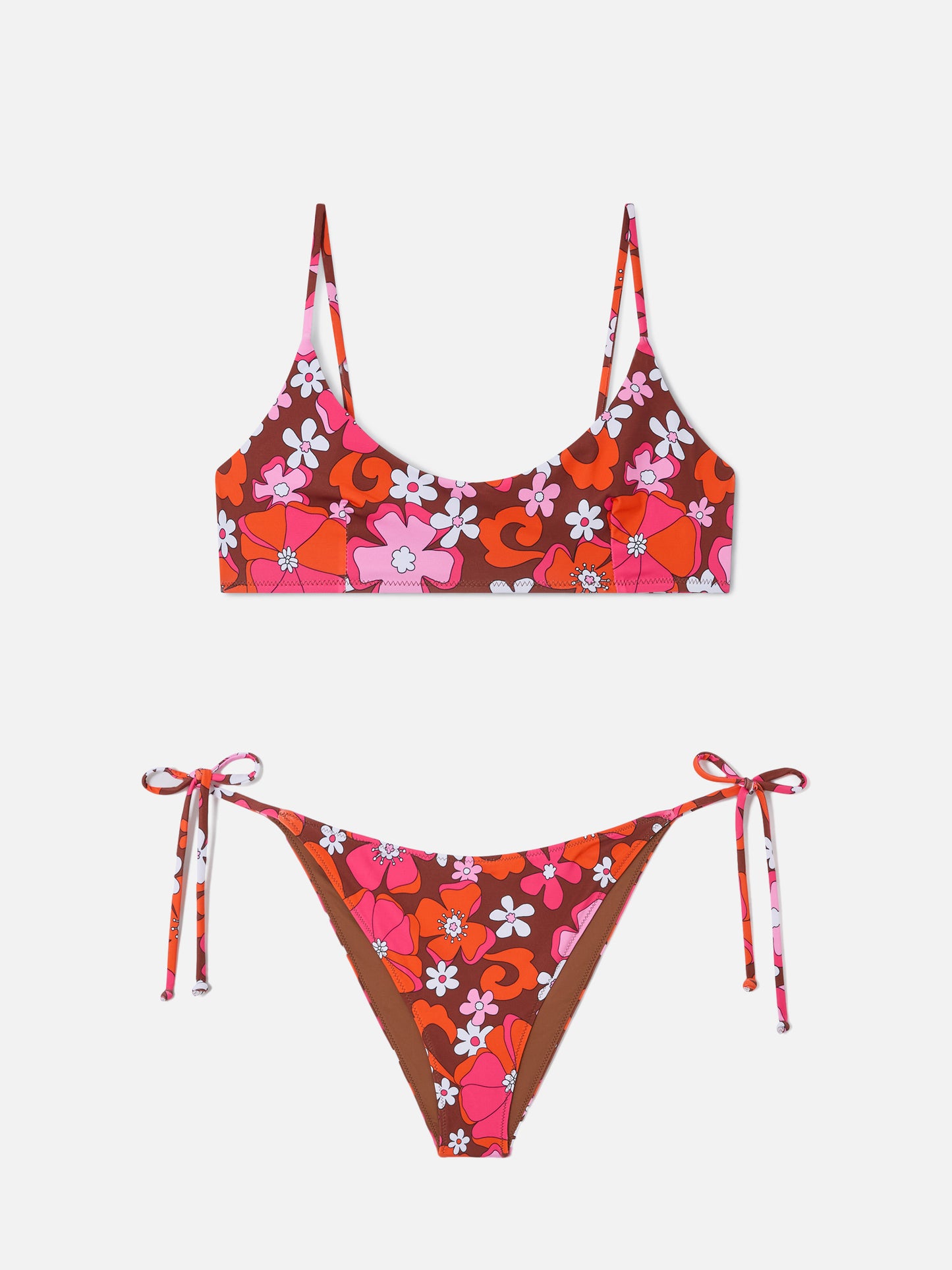Judy Virgo Bralette-Bikini mit Retro-Blumenmuster 