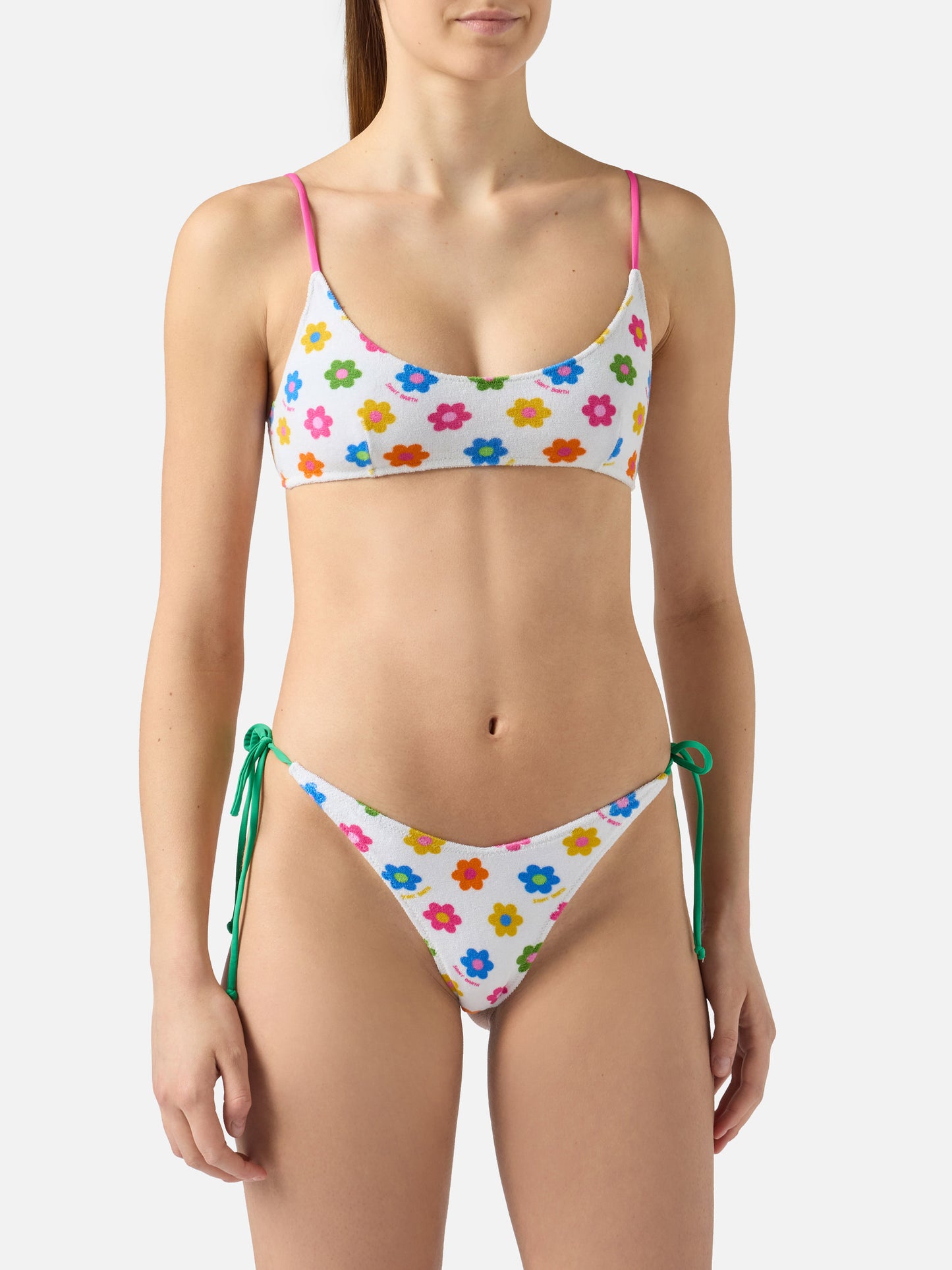 Judy Norah Bralette-Bikini aus Frottee mit Blumenmuster
