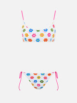 Woman terry bralette bikini Judy Marielle with daisy print