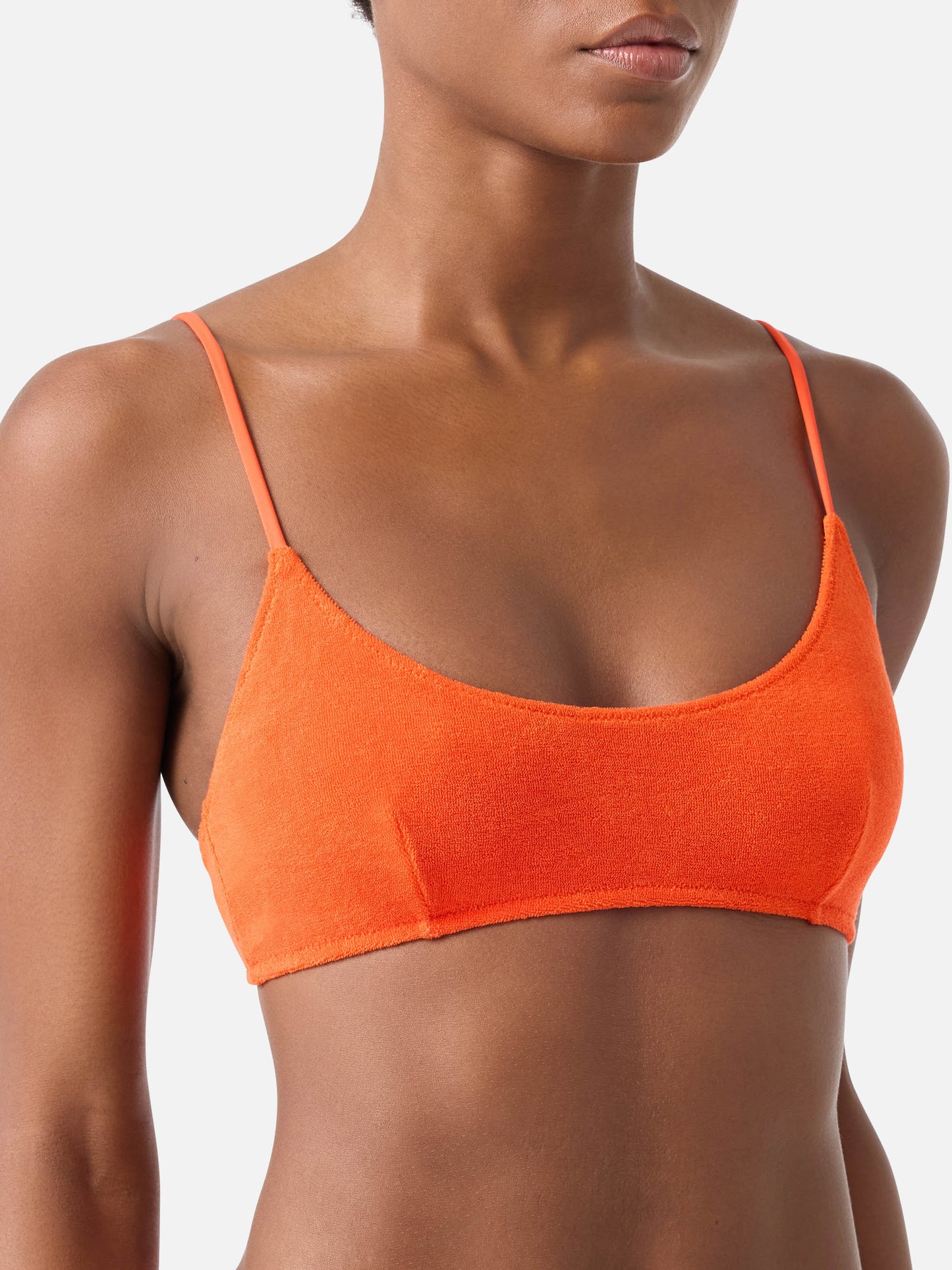 Top de bikini tipo bralette Judy Orange en tejido terry 