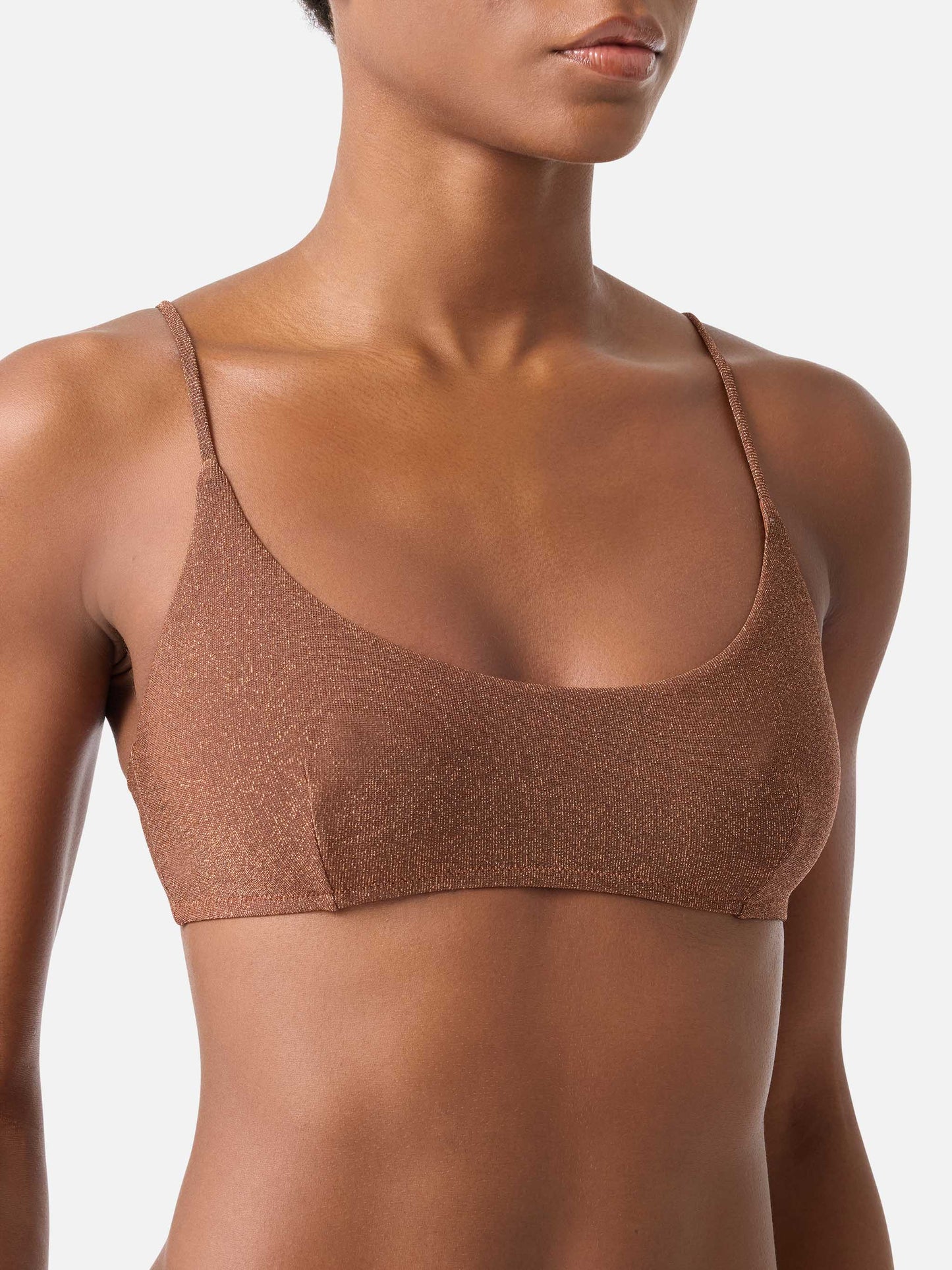 Braunes Judy Lurex-Bikinioberteil im Bralette-Stil 