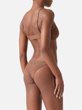 Braunes Judy Lurex-Bikinioberteil im Bralette-Stil 