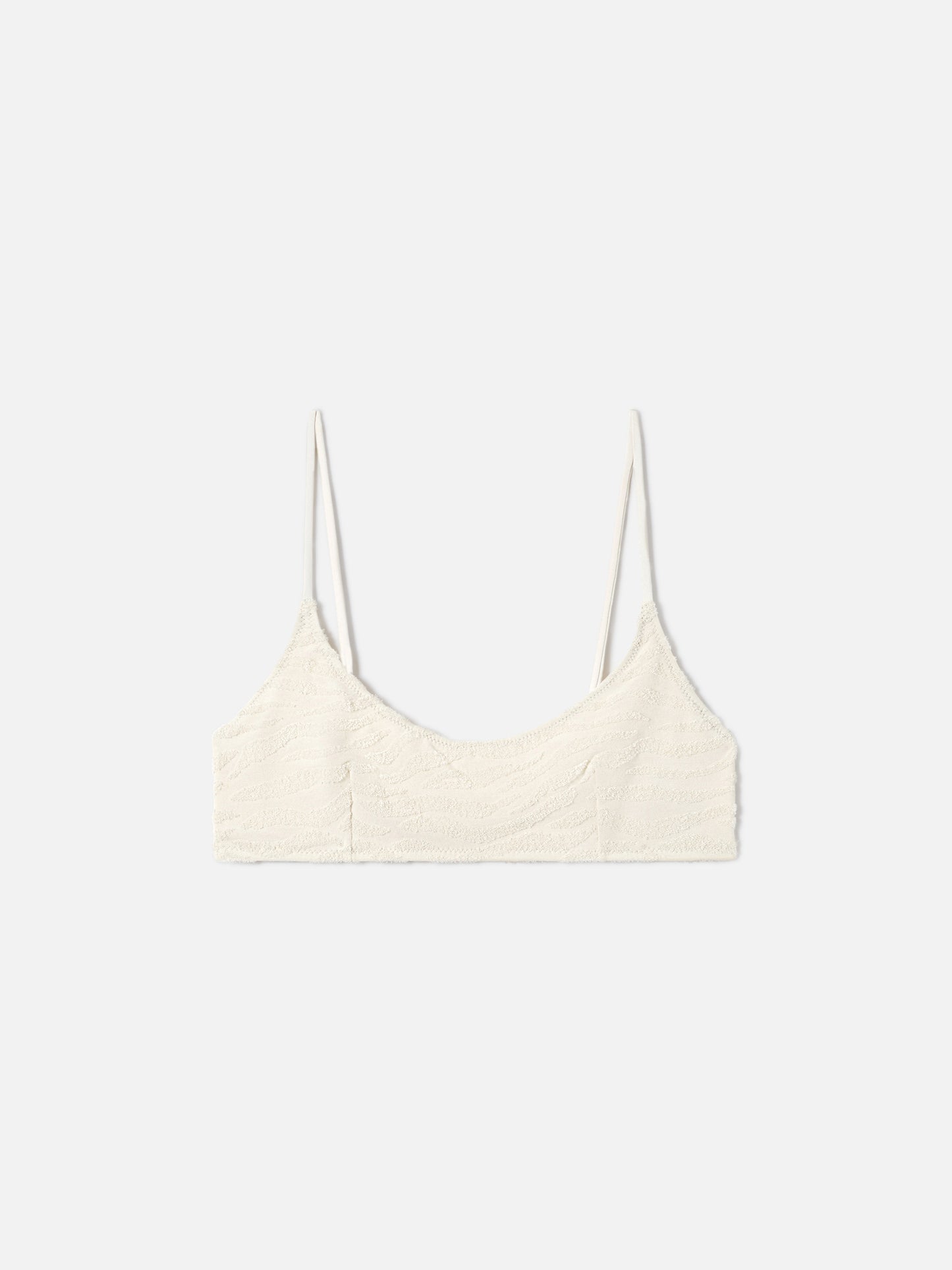 Beiges Judy Bralette-Top aus geprägtem Zebra-Frottee 