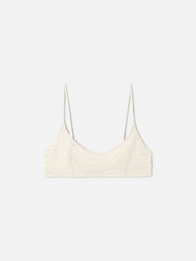 Beiges Judy Bralette-Top aus geprägtem Zebra-Frottee 
