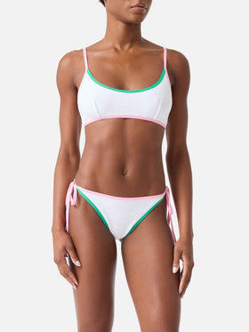 Bikini bralette Judy Marielle de rizo blanco con ribete 
