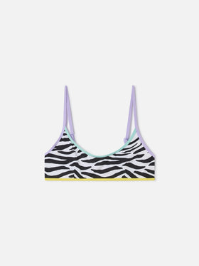 Top de bikini bralette Judy String con estampado de cebra 