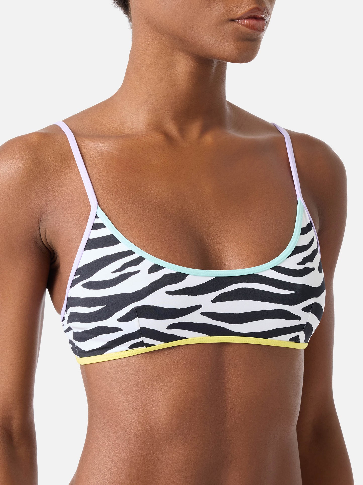 Top de bikini bralette Judy String con estampado de cebra 