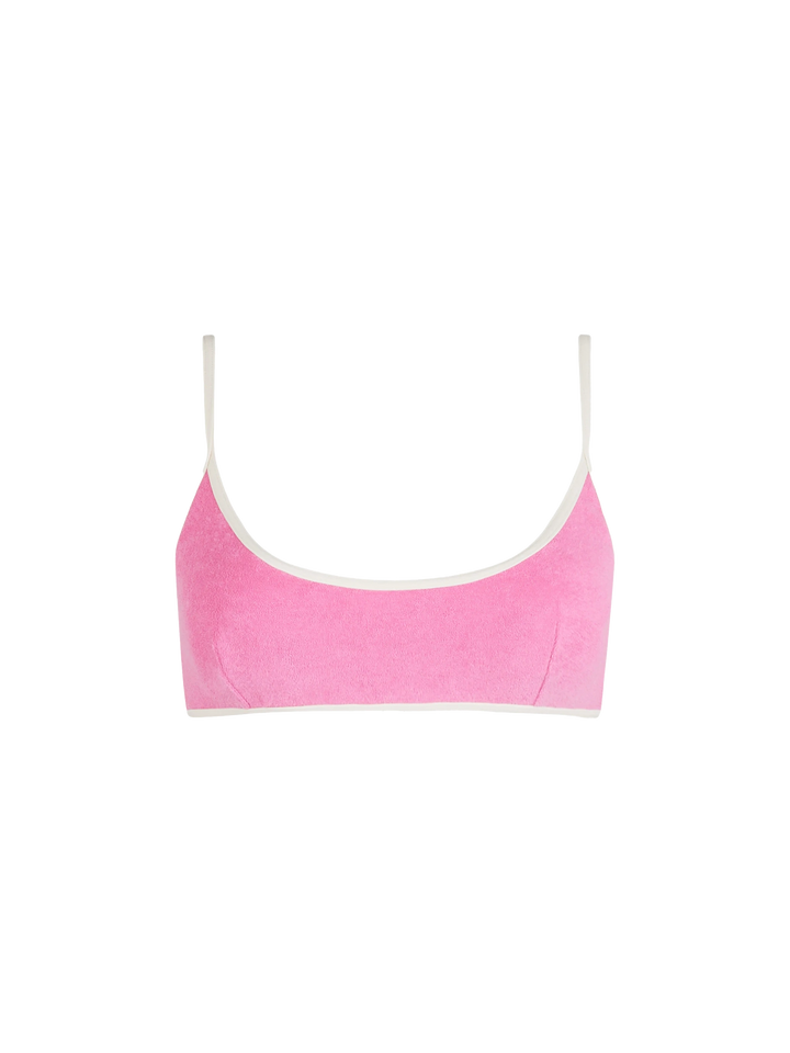 Woman terry bralette beach top Judy with piping