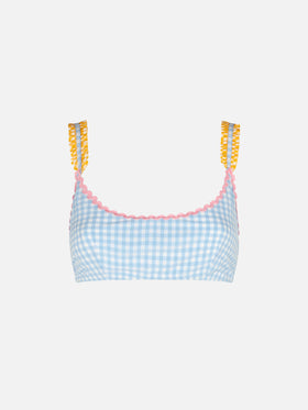 Damen-Bralette-Badeanzug mit Gingham-Print