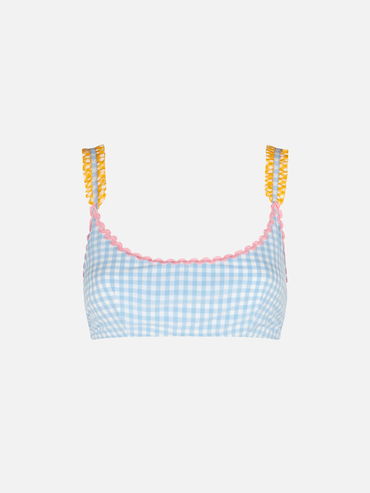 Woman bralette swimsuit with gingham print