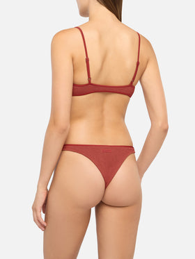 Naomi rostorangefarbene freche Badehose - Judy rostorangefarbenes Crinkle-Bralette-Oberteil