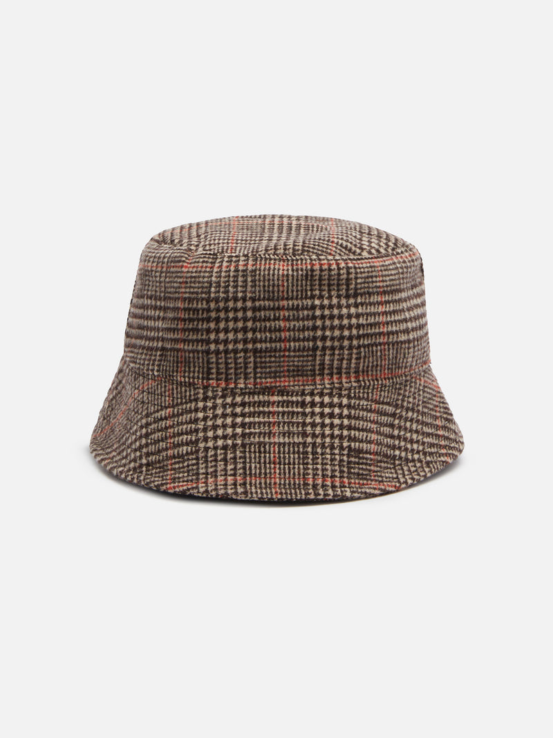 Man bucket hat with Prince of Wales print