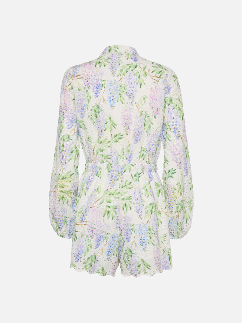 Julian Sangallo lace cotton playsuit with floral print