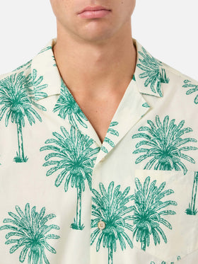 Kurzärmliges Baumwollhemd Kalea mit Palmenprint 