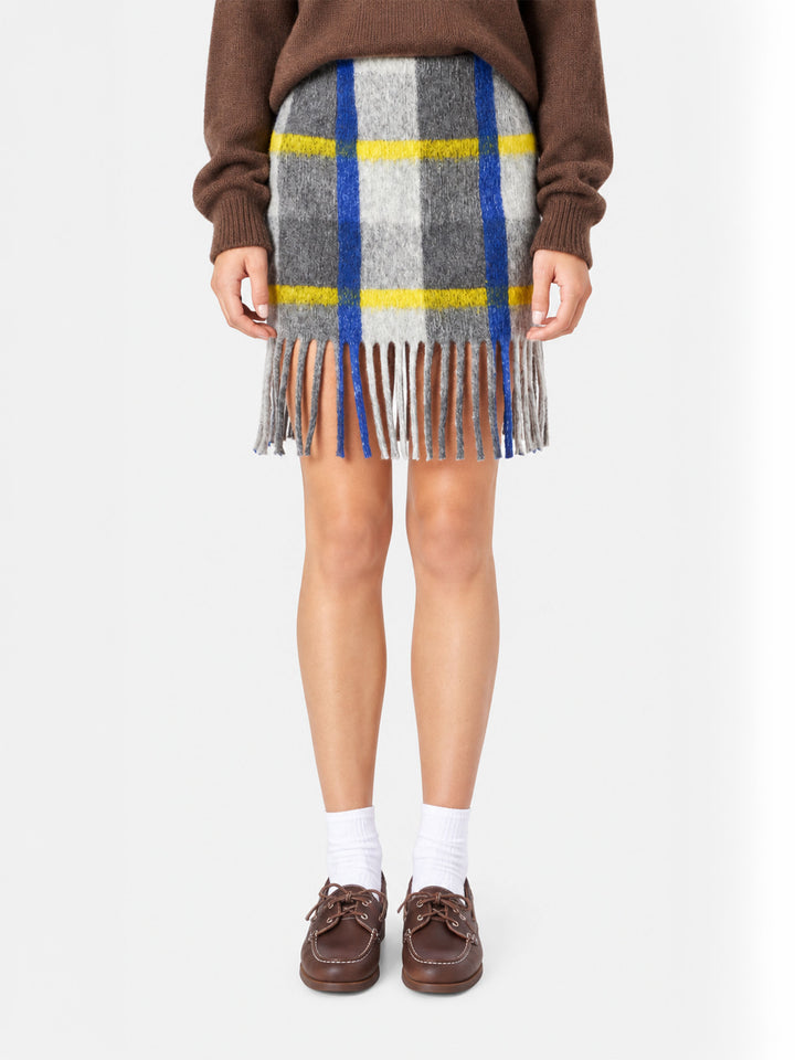 Katrine skirt with fringes and tartan pattern
